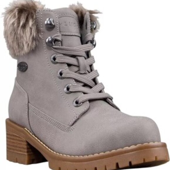 Lugz Women's Flirt Hi Fur Classic 6-in Chukka Fashion Boot Combat Grey Size 6 - Picture 2 of 5